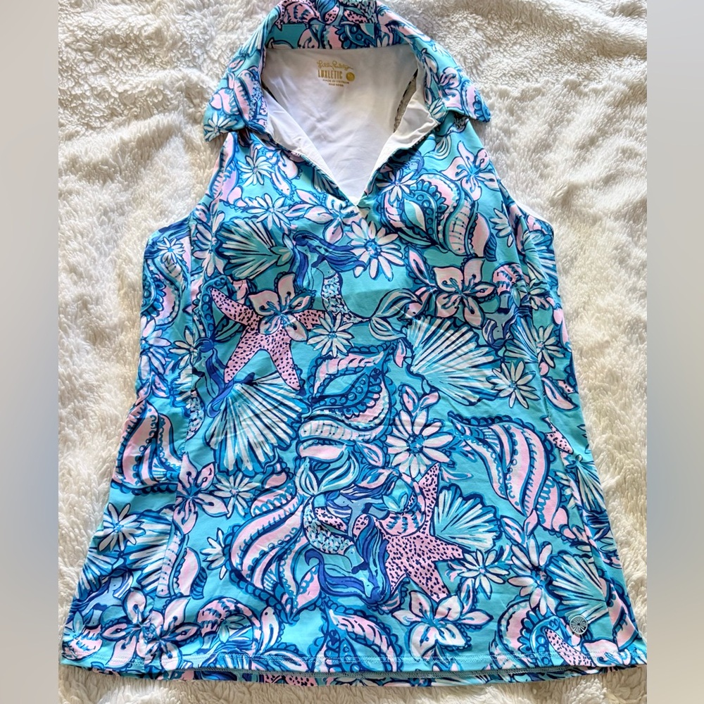 Lilly Pulitzer Blue & Pink Tropical Starfish Tank Top – Size M
